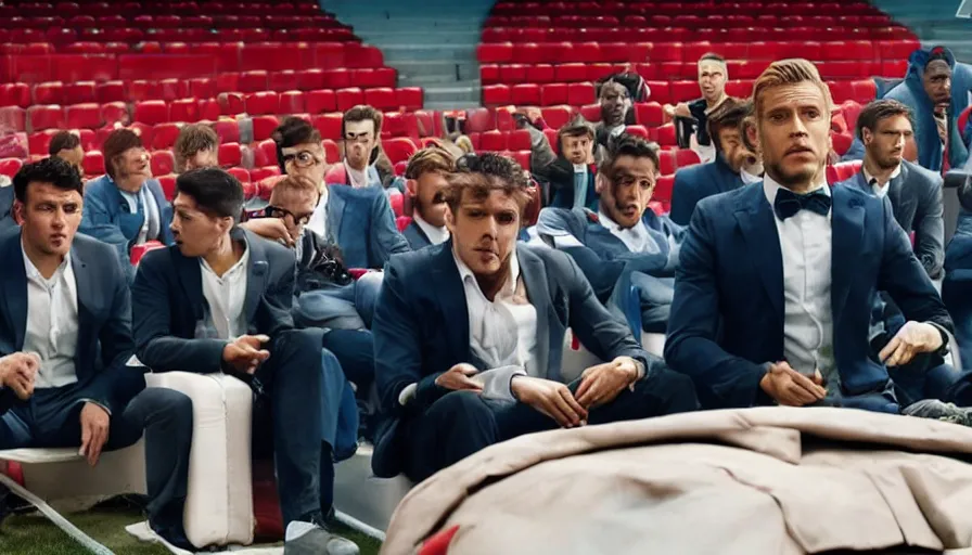 Prompt: film still from the new live - action netflix movie adaptation,'football manager'