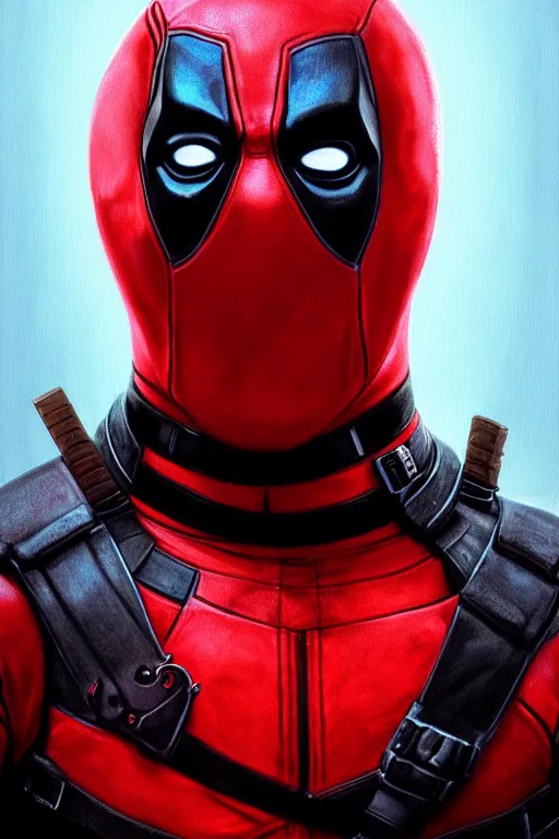 Image similar to Boris Johnson as Deadpool, realistic portrait, symmetrical, highly detailed, digital painting, artstation, concept art, smooth, sharp focus, illustration, cinematic lighting, art by artgerm and greg rutkowski and alphonse mucha