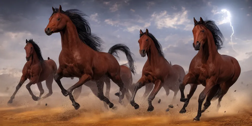 Image similar to a product picture of hundreds of horses running, photographic filter, unreal engine 5, realistic, hyperdetailed, 8 k, cinematic, volumetric lighting, very realistic effect, hd, hdr, 4 k, sharp focus, octane render, ultra detailed, high resolution, trending on artstation in the style of albert dros glowing rich colors powerful imagery