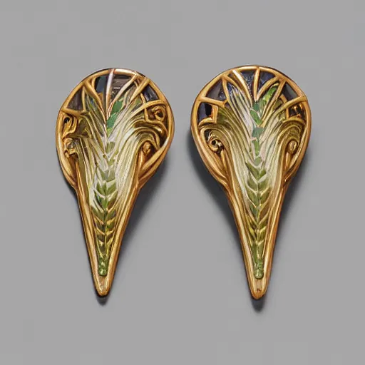 Image similar to a rene lalique made earring in the style of artnouveau