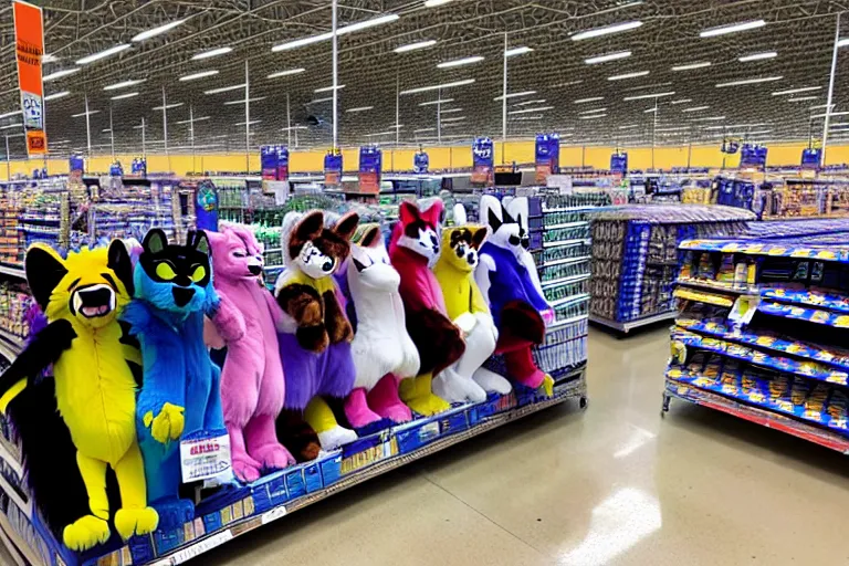 Image similar to photo of fursuits for sale at walmart on black friday