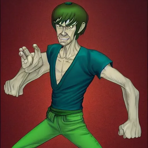 Prompt: Shaggy Rogers in a martial arts stance in the style of Jean Giraud trending on artstation deviantart Pinterest detailed realistic High Resolution HD 8k