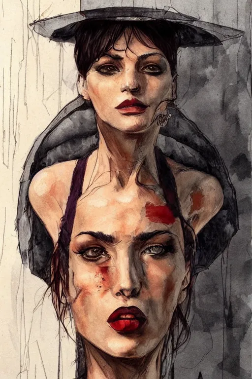 Image similar to portrait fashion model artwork by enki bilal