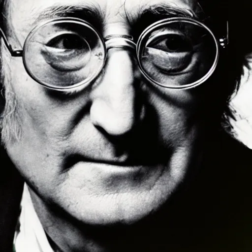 Prompt: 80 year old John Lennon, holding an iPhone, photographed by Annie Liebovitz on an iPhone 13 Pro Max