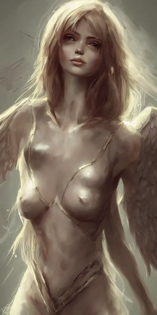 Image similar to Concept art, angel girl, artstation trending, highly detailded