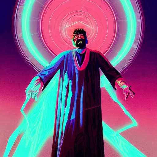 Prompt: a powerful psychic man emitting psychic powers, by kilian eng,