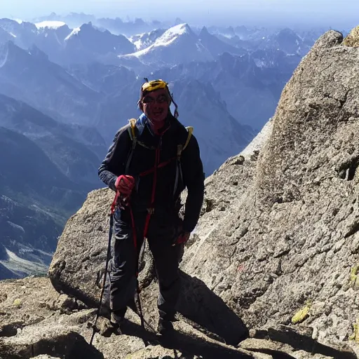 Image similar to a man on the summit of Pyrenees mountains in the summer