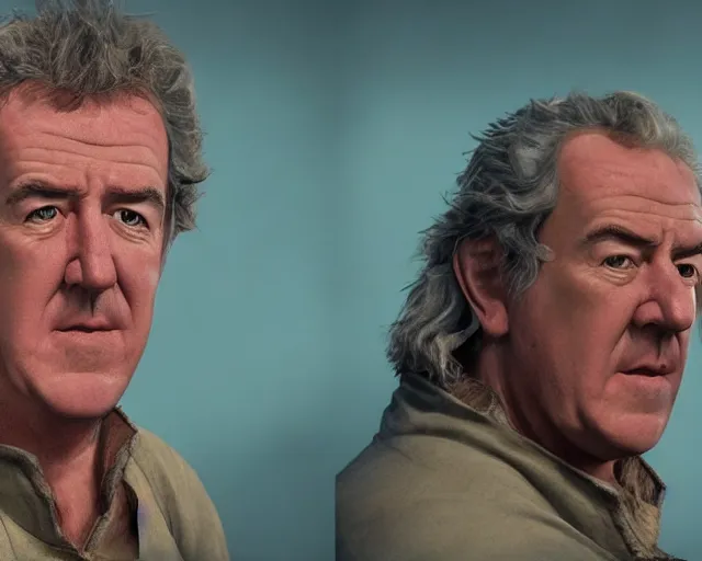 Image similar to jeremy clarkson in lord of the rings, character art, by various concept artists, redshift render, hyperrealistic face, photorealistic render