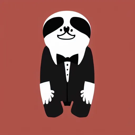 Image similar to sloth wearing tuxedo, 3 d logo, vector illustration, aesthetic, minimalistic