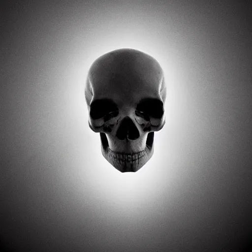 Image similar to a floating skull human, no body, heavenly dramatic lighting, perfection, ultra realistic, epic composition, ultra detailed, black and white, hyper symmetrical