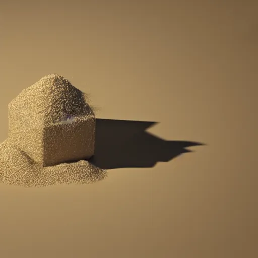 Prompt: a man eating a cube of sand, 3 d render, octane, ray tracing, ultra detailed photorealistic, 8 k, high resolution