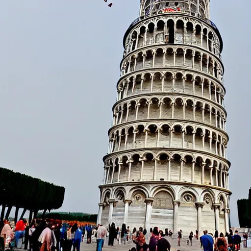 Image similar to The Leaning Tower of Pisa near the Eiffel Tower