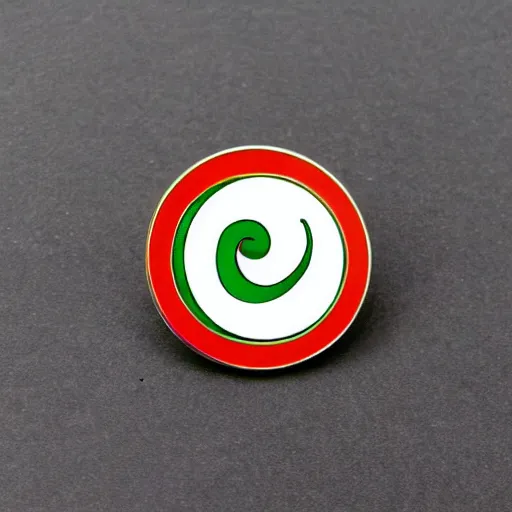 Image similar to a retro minimalistic circle enamel pin of an exploding jalapeno, use of negative space allowed, smooth curves