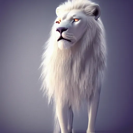 Prompt: albino white lion with pastel translucent soap bubble textured clothing creative design, professional portrait photography, candid photography, unreal engine 5, highly detailed, accurate, character concept