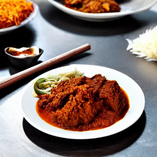 Image similar to a professional photo of nasi rendang