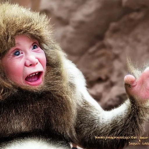 Prompt: photorealistic photograph of female dwarf telling a joke by Suzi Eszterhas, photorealism, photorealistic, realism, real, highly detailed, ultra detailed, detailed, f/2.8L Canon EF IS lens, Canon EOS-1D Mark II, Wildlife Photographer of the Year, Pulitzer Prize for Photography, 8k