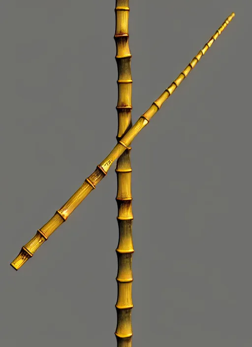 Prompt: rpg item render, a bamboo rod made of gold, Unreal 5, DAZ, hyperrealistic, octane render, dynamic lighting