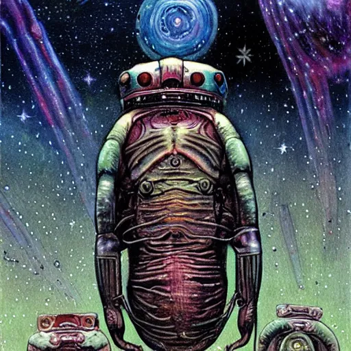 Image similar to the alien cosmic psychedelic tardigrade that awaits you at the end of all of space and time, by enki bilal