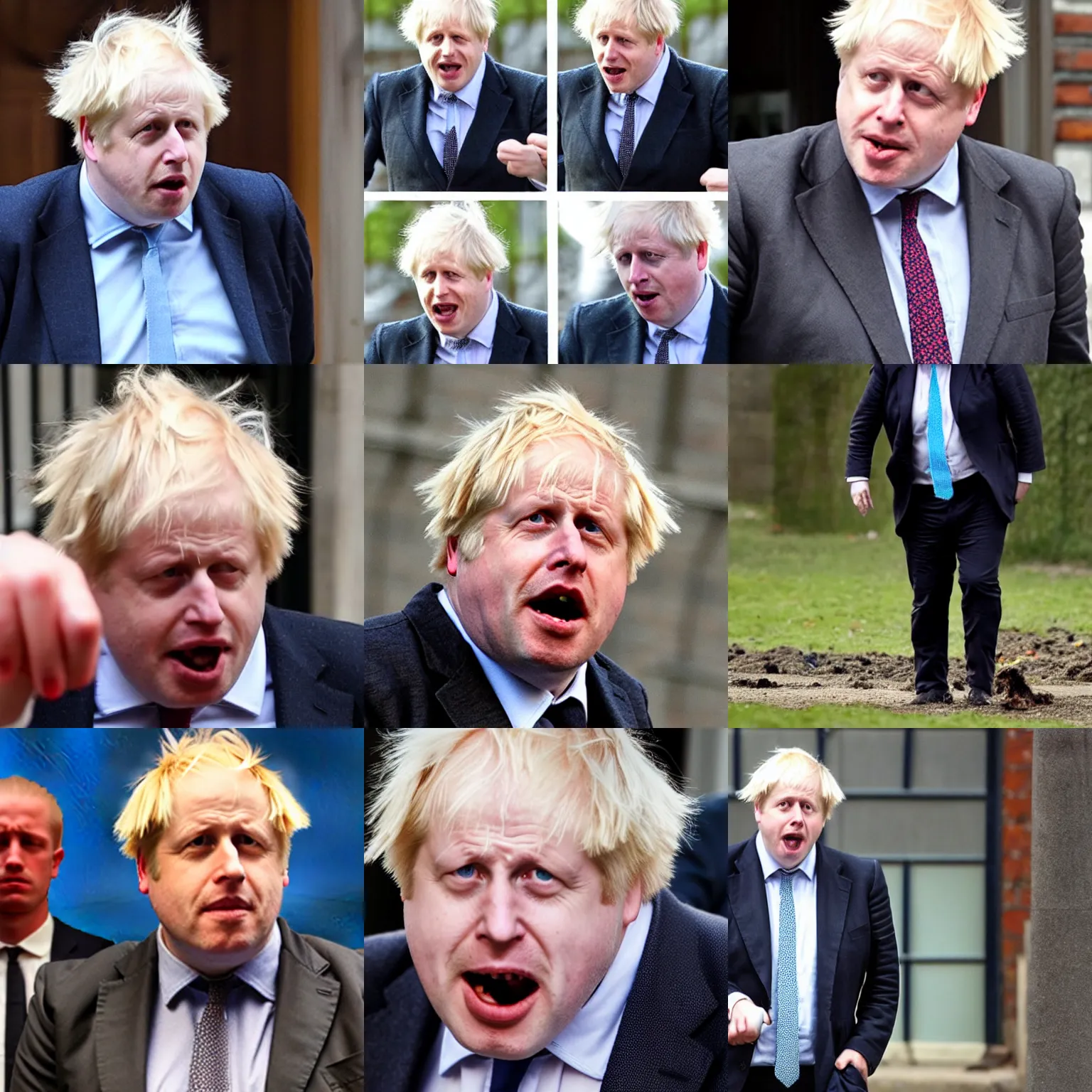 Prompt: Boris Johnson covered in faeces, horrified expression