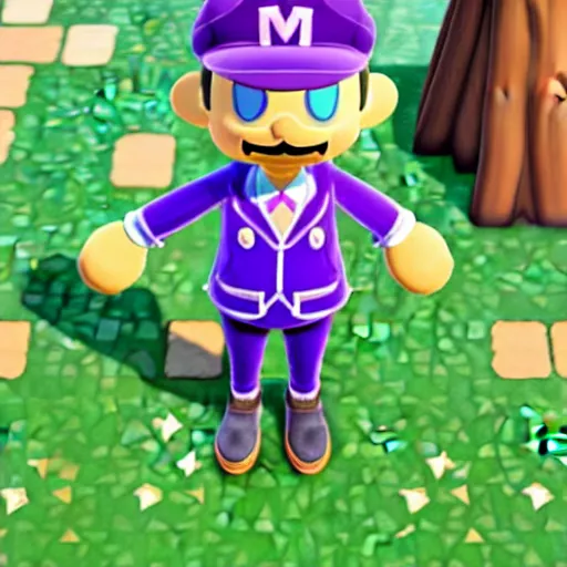 Image similar to waluigi in animal crossing new horizons, highly detailed, extremely high quality, hd, 4 k, 8 k, canon 3 0 0 mm, professional photographer, 4 0 mp, lifelike, top - rated, award winning, realistic, detailed lighting, detailed shadows, sharp, no blur, edited, corrected, trending