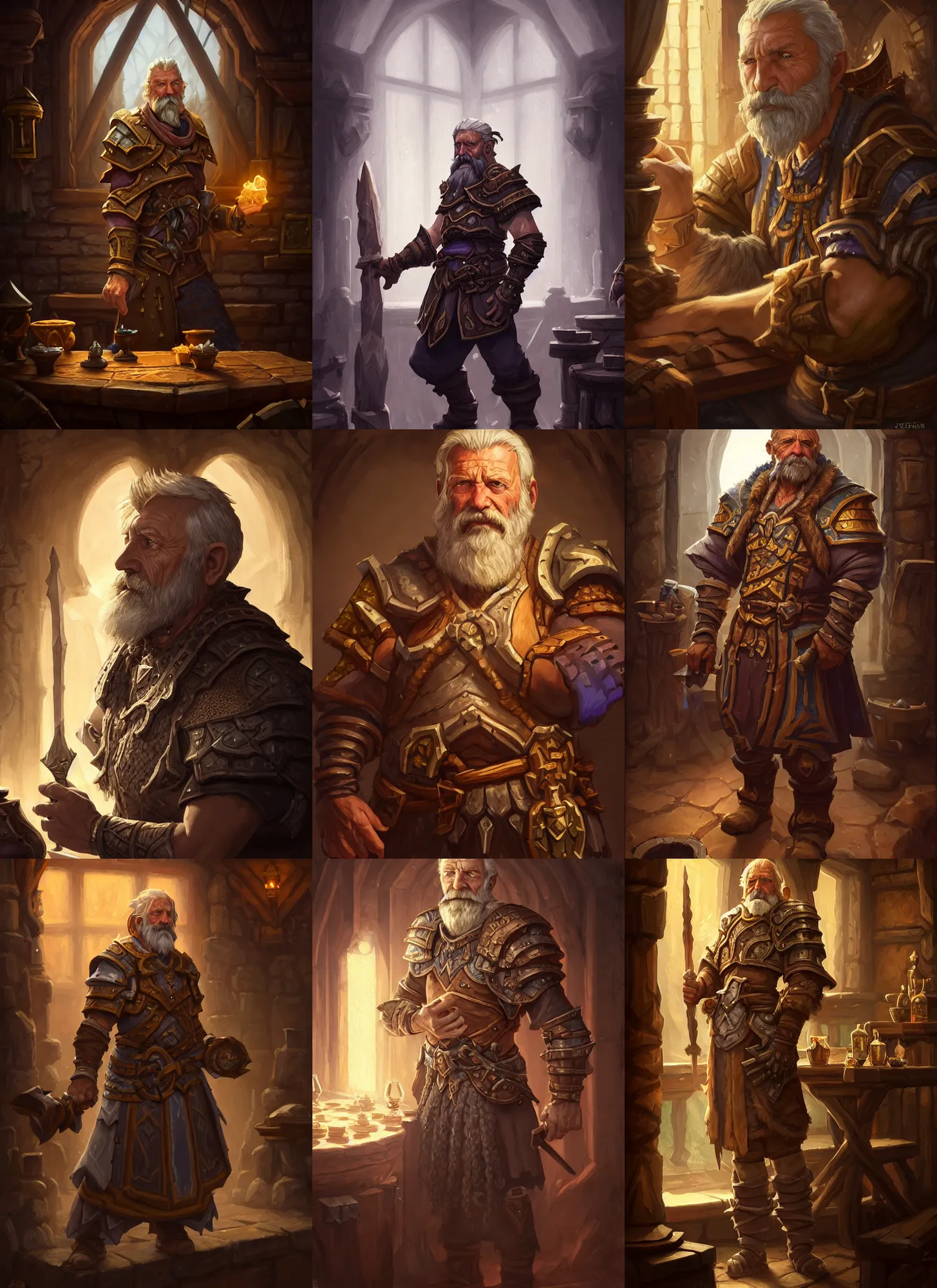 Prompt: full body photograph of terrigan ghelsba the old grizzled male paladin in a tavern, deep focus, intricate, elegant, highly detailed, digital painting, artstation, concept art, matte, sharp focus, illustration, d & d, fantasy, hearthstone, art by artgerm and greg rutkowski and alphonse mucha