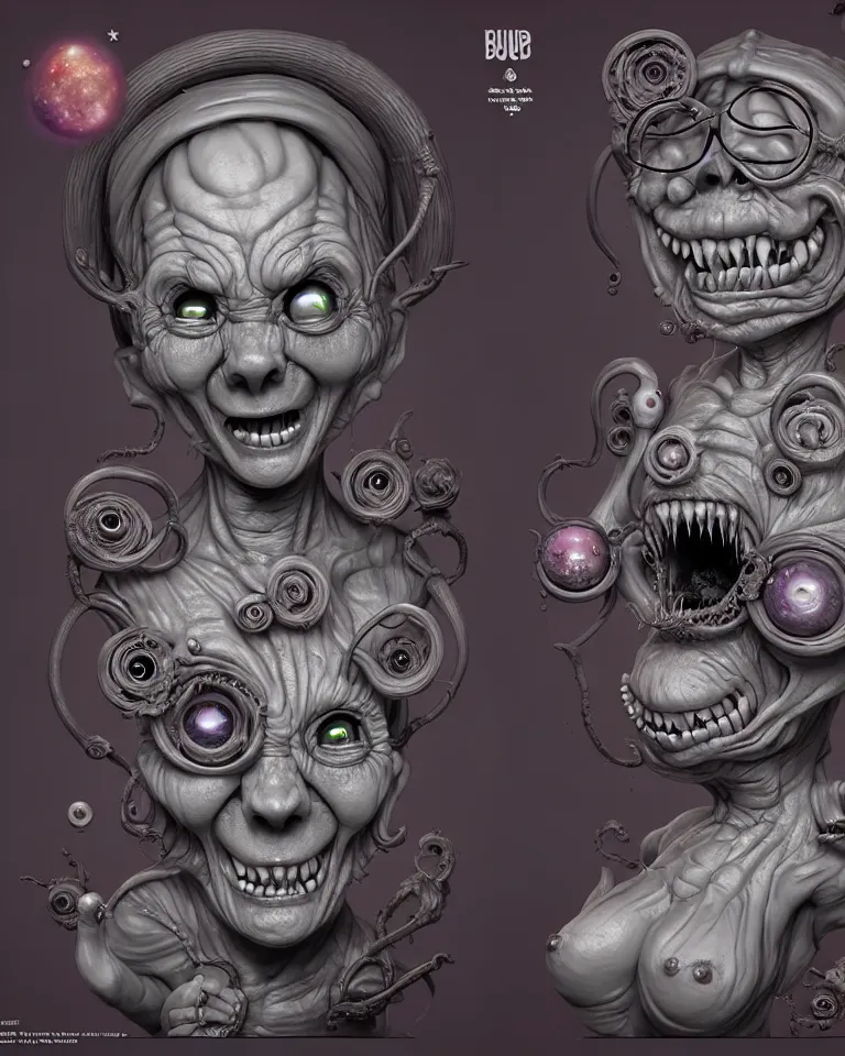 Image similar to your mom is a cosmic horror by bruce brenneise and wayne haag, photorealistic digital concept art, illustration, in the style of cuphead, trending on cgsociety, trending on zbrush central, very intricate zbrush model, zbrush central contest winner