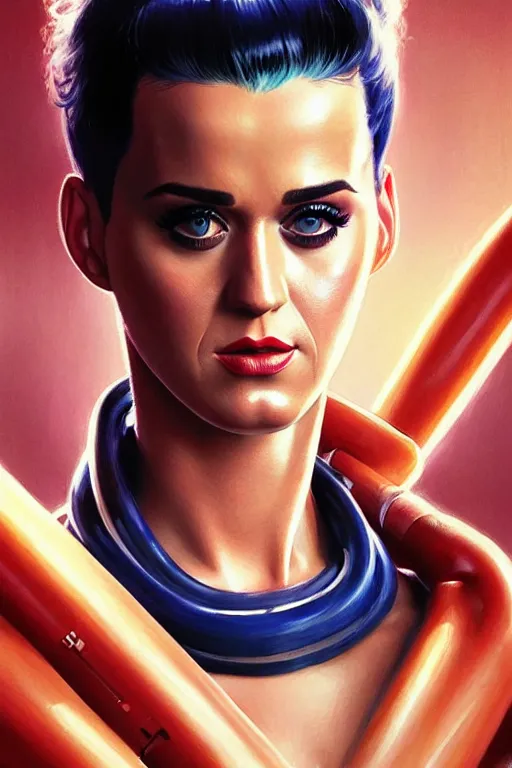 Prompt: katy perry in the movie top gun, realistic portrait, symmetrical, highly detailed, digital painting, artstation, concept art, smooth, sharp focus, illustration, cinematic lighting, art by artgerm and greg rutkowski and alphonse mucha