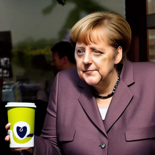 Prompt: angela merkel smoke weed in a coffee shop