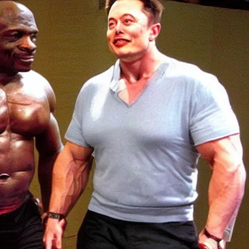 Image similar to elon musk with ronnie coleman's physique