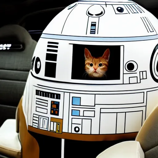 Prompt: ginger cat driving a star wars space ship