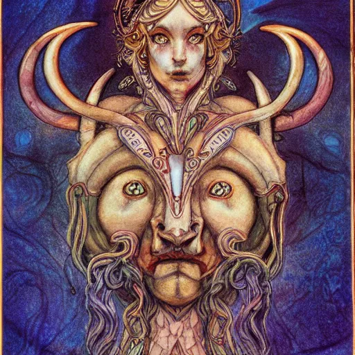 Image similar to aries zodiac artwork, mystic occult style, detailed, 8 k, symmetrical, by brian froud