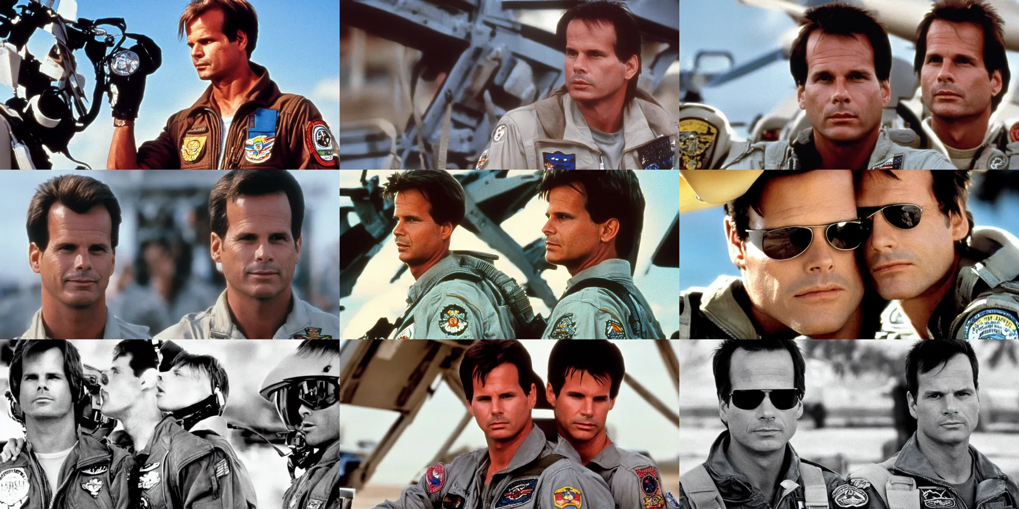 Prompt: Portrait (30 year old Bill Paxton), film still from Top Gun 1986