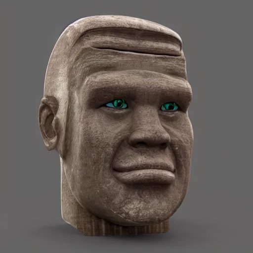 Image similar to hyper realistic human moai, human skin, 8k, 3d render