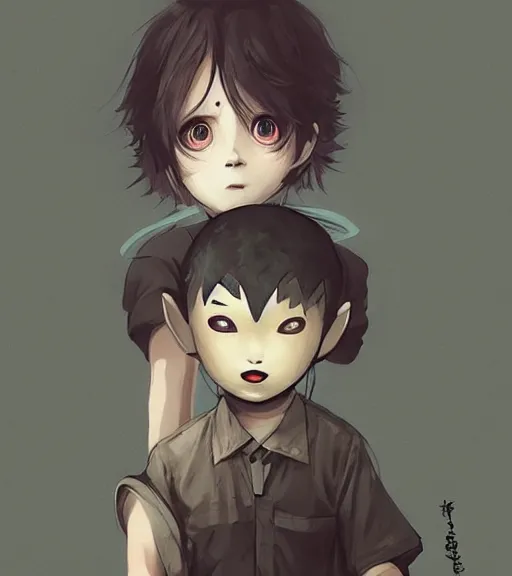 Image similar to beautiful little boy anime character inspired by jason voorhees, art by rossdraws, wlop, ilya kuvshinov, artgem lau, sakimichan and makoto shinkai, concept art, anatomically correct, extremely coherent, realistic, mask, smooth, hd, long hair