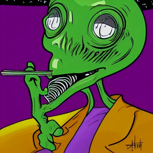 Image similar to alien smoking weed in a ufo
