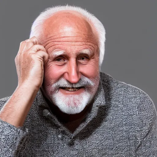 Image similar to portrait of hide the pain harold, accurate and detailed, stock photo, realistic, 8k, by a famous photograph, Canon DLSR