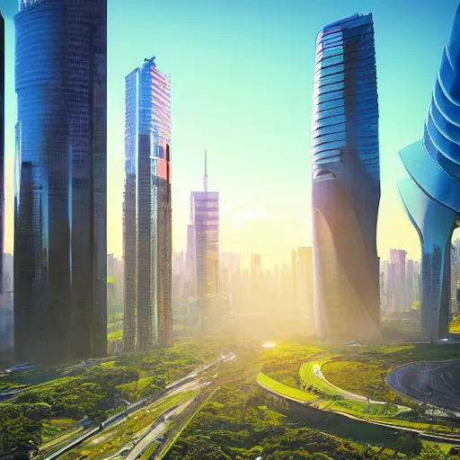 Image similar to futuristic sao paulo, 4 k, sunny day, art by terraform studio, art by ryan woodhouse