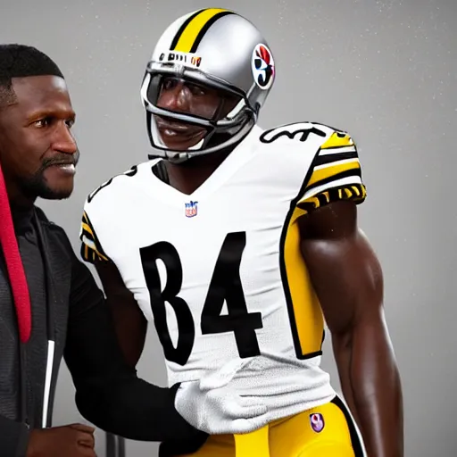 Prompt: antonio brown receiving therapy from professional real life, 8 k, 4 k uhd, realistic, hyper realistic, super detailed, very detailed, detailed