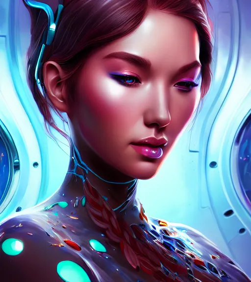 Image similar to beautiful scientist, sci - fi, utopian splash art, art by artgerm, intricately detailed, highly detailed, trending on artstation, 4 k, wallpaper - 1 0 2 4