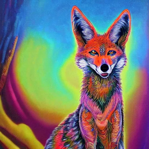 Prompt: a trippy oil painting of a coyote