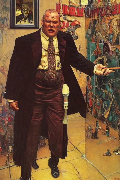 Prompt: full length portrait of huge paul donald wight as marvel's kingpin dressed as gangster, new york, painted by lawrence alma tadema, zdzislaw beksinski, norman rockwell, jack kirby, tom lovell, greg staples