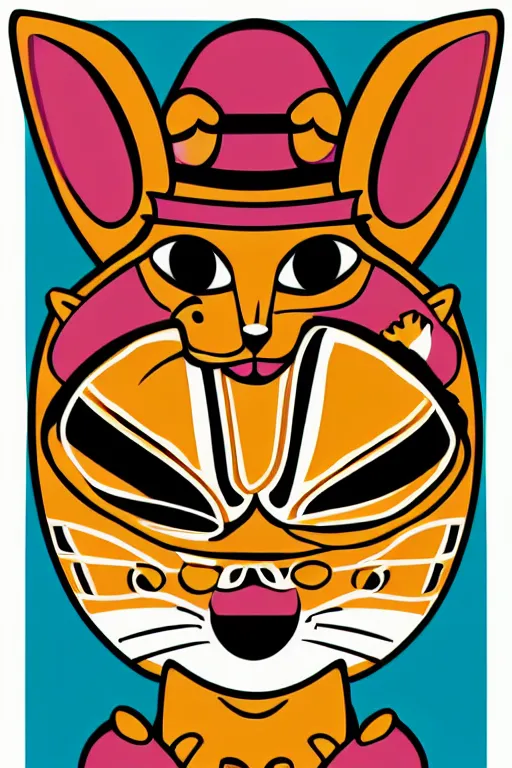 Image similar to Portrait of a cat as a Mexican wrestler in a mask, sticker, colorful, illustration, highly detailed, simple, smooth and clean vector curves, no jagged lines, vector art, smooth