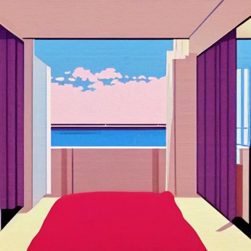 Prompt: apartment bedroom, by hiroshi nagai