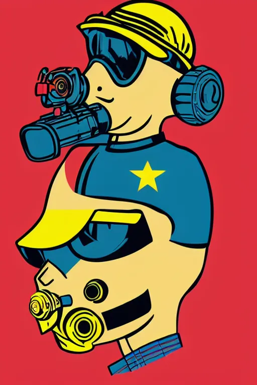 Image similar to fallout 7 6 retro futurist illustration art by butcher billy, sticker, colorful, illustration, highly detailed, simple, smooth and clean vector curves, no jagged lines, vector art, smooth andy warhol style