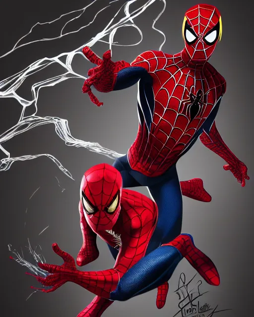 Image similar to spiderman as the flash with the venom symbiote, dynamic lighting, fantasy concept art, trending on art station, stunning visuals, creative, cinematic, ultra detailed