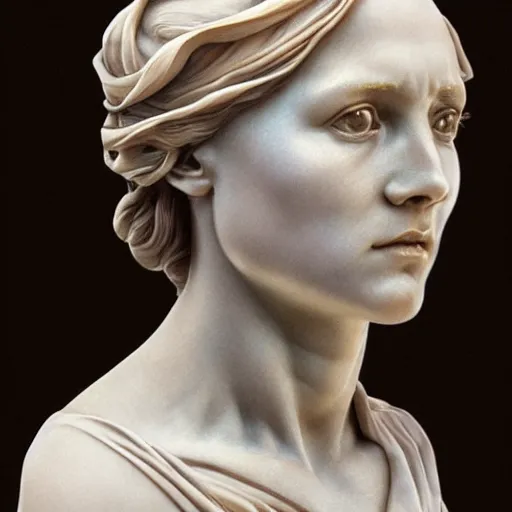 Image similar to beautiful lifelike award winning marble statue bust of hand newell trending on art station artgerm greg rutkowski alphonse mucha museum quality cinematic atmospheric