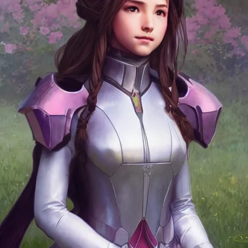 Image similar to aerith gainsborough in destiny warlock armor, beautiful face!!!!, 2 7 years old, cg animation, realistic, character select portrait, by artgerm, greg rutkowski, alphonse mucha, 3 d