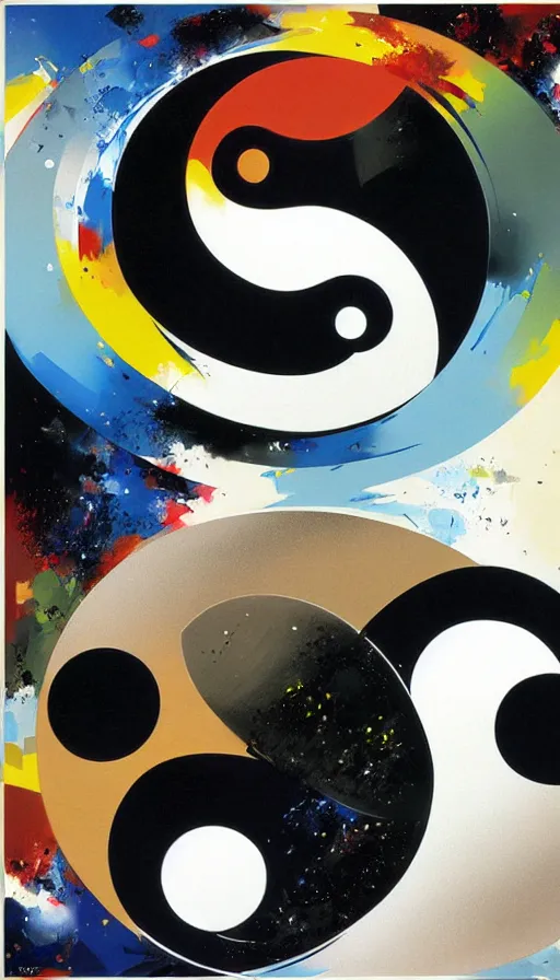 Prompt: Abstract representation of ying Yang concept, by John Berkey