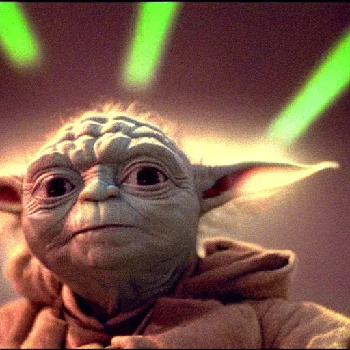 Prompt: cctv footage of yoda