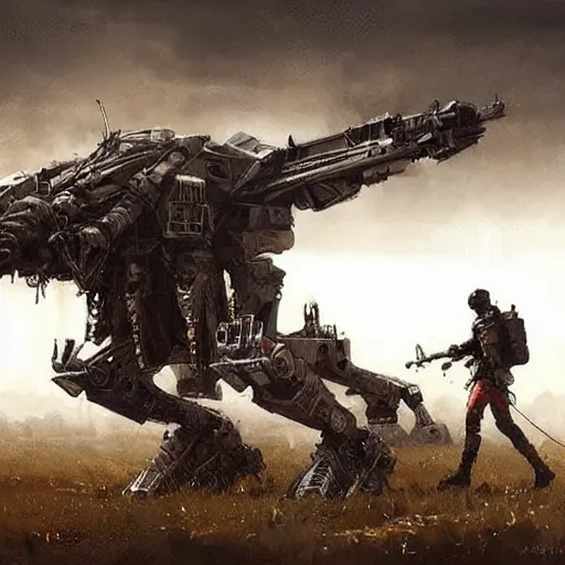 Image similar to fierce organic four legged mech, highly detailed, complex rendering, dramatic lighting, artstation, art by jakub rozalski